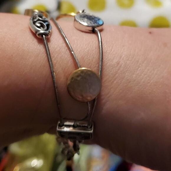 BRIGHTON jeweled‎ crystal Contempo gold 2 tone 3 strand bracelet - Picture 7 of 9